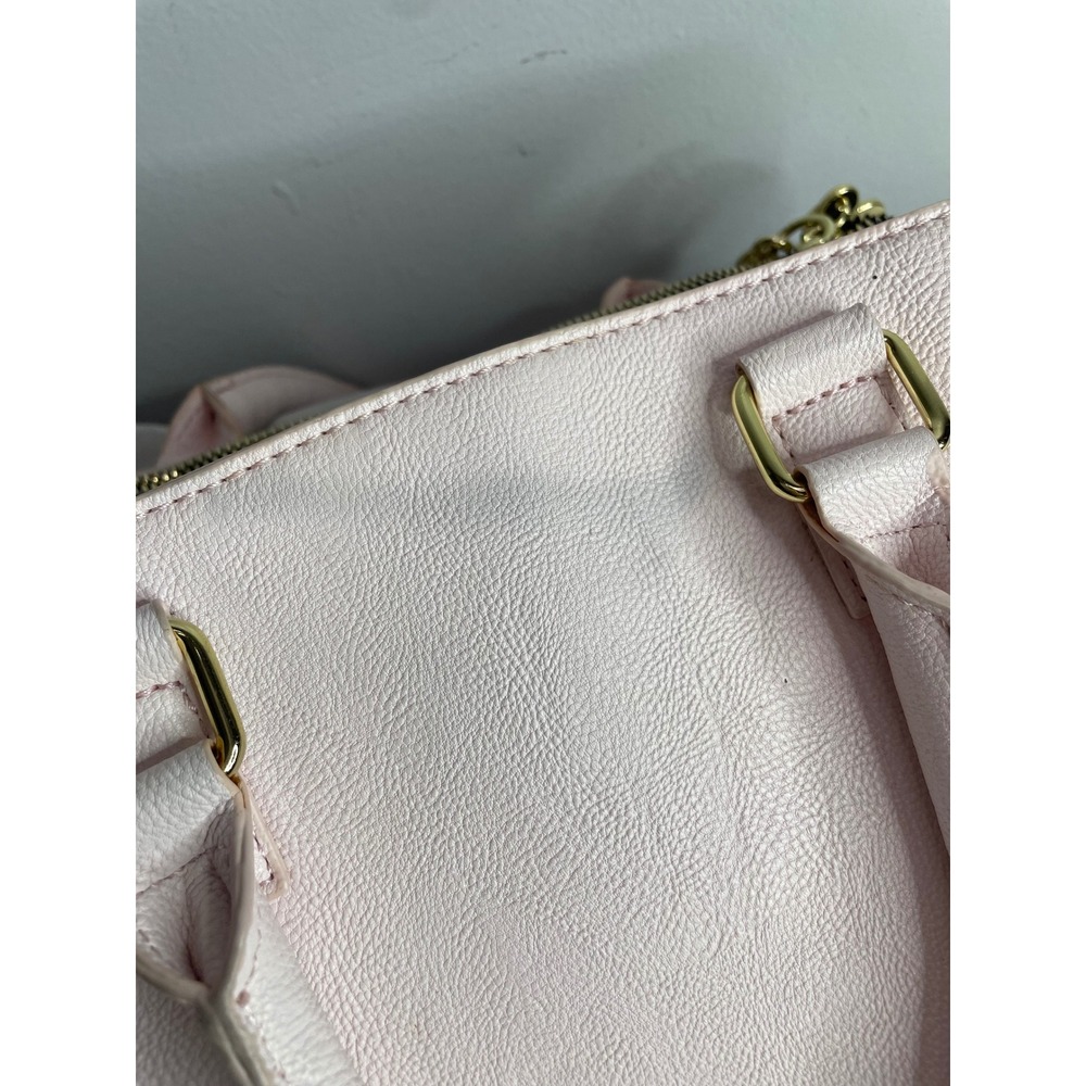 Betsey Johnson Pink Bow Studded Satchel Crossbody Bag Gold Hardware - Picture 7 of 8
